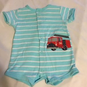 Baby boy blue striped summer romper